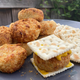 Baltimore Coddies and Saltine Crackers on gray plate with greenery in background